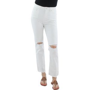 Paige Womens Noella White High Rise Destroyed Denim Straight Leg Jeans NWT